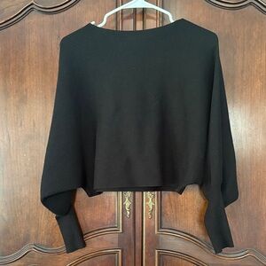 Altar'd State Black Cropped Ribbed Poncho Sweater